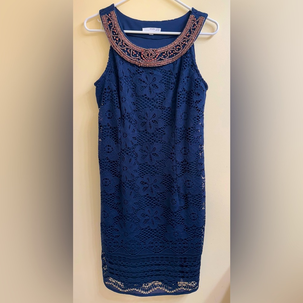 Stuido One Navy Blue Lace Dress